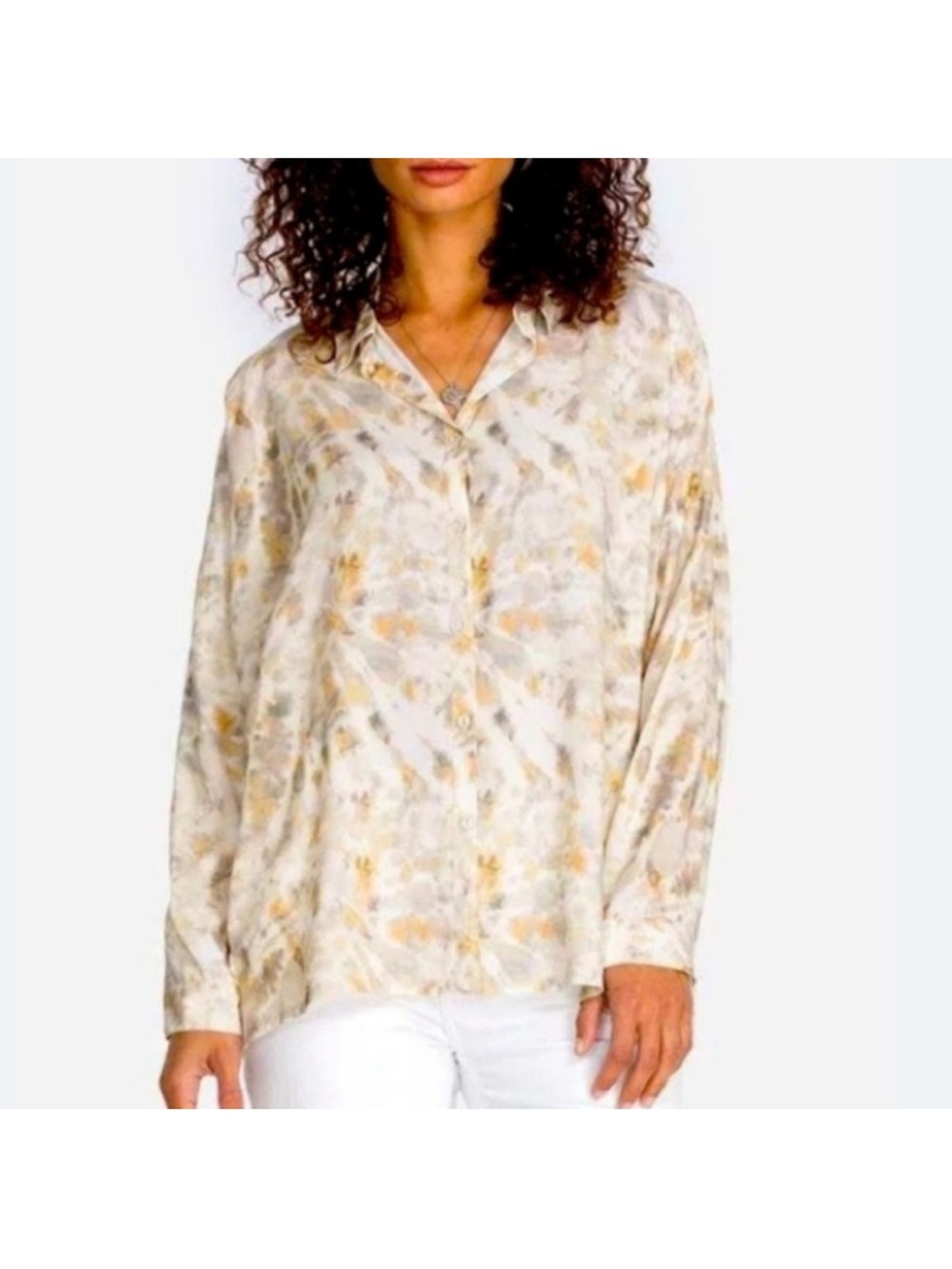 Johnny Was CALME Tie Dye Oversized Button Down Blouse